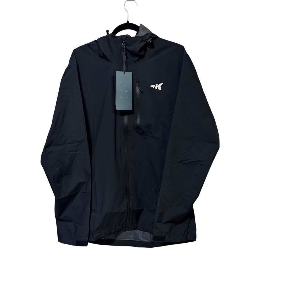 KastKing Mens Waterproof Rain Jacket Black Hooded Technical Shell Size M NWT